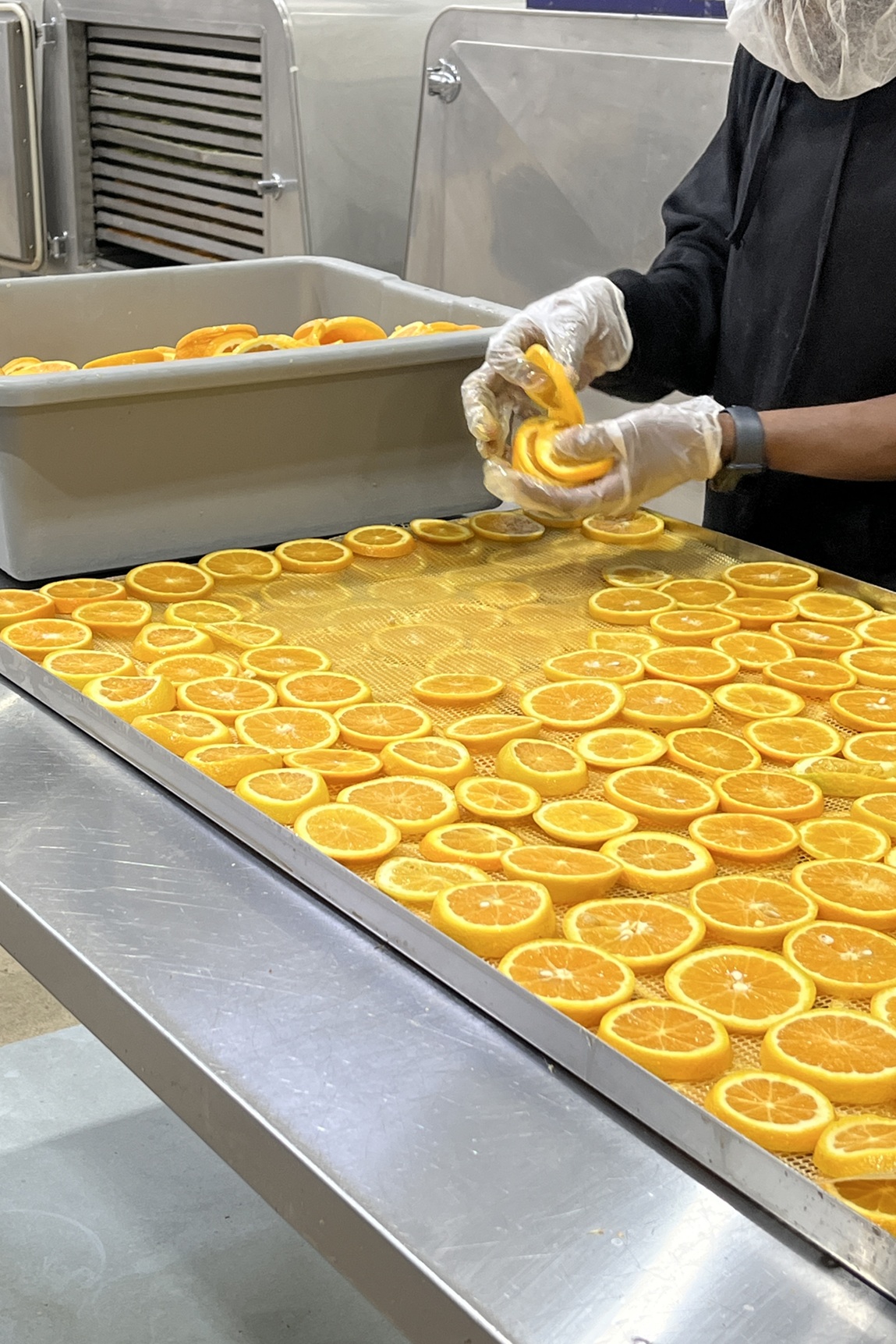Image of Oranges being processed before dehydration at BlueHenry facility